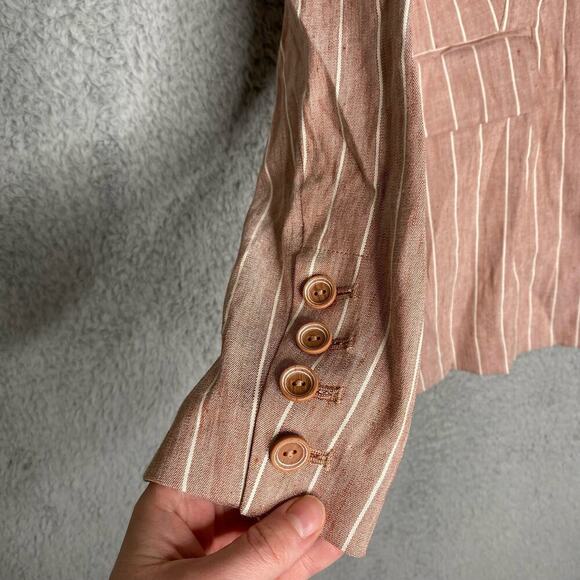 NWOT Soft Surroundings Womens linen blend striped blazer lightweight large - Picture 4 of 11